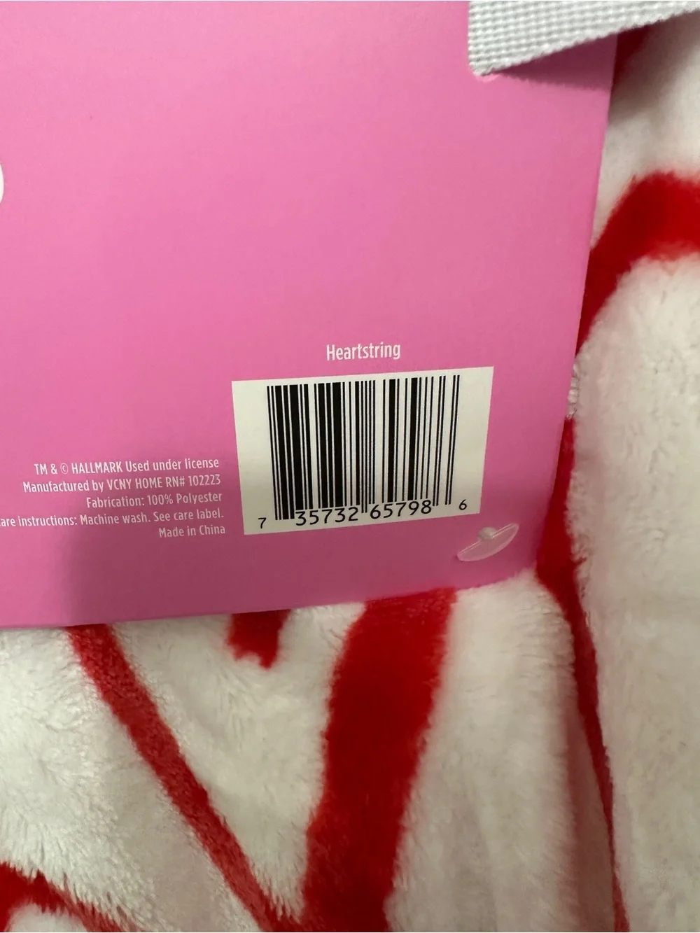 Hallmark White and Red Heart Pattern Plush Throw Heartstring